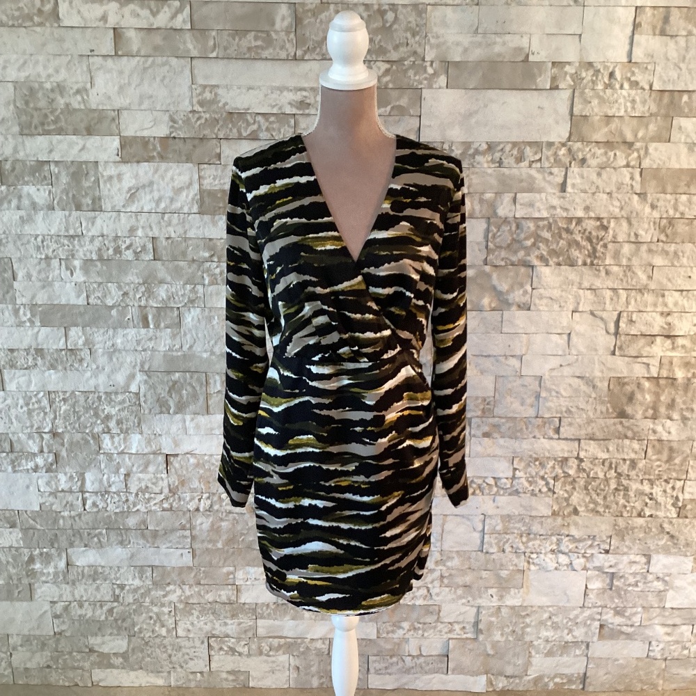 DKNY Women's Printed Long Sleeve Wrap Mini Dress (NWT)